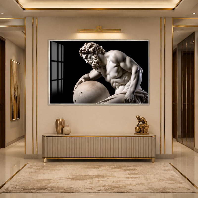 Artronauts Glass Print 18x12 cm | 7.1"x4.7" / Silver Classical Marble Study Glass Wall Art