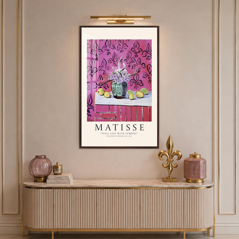 Pink Lemon Still Life with walnut frame