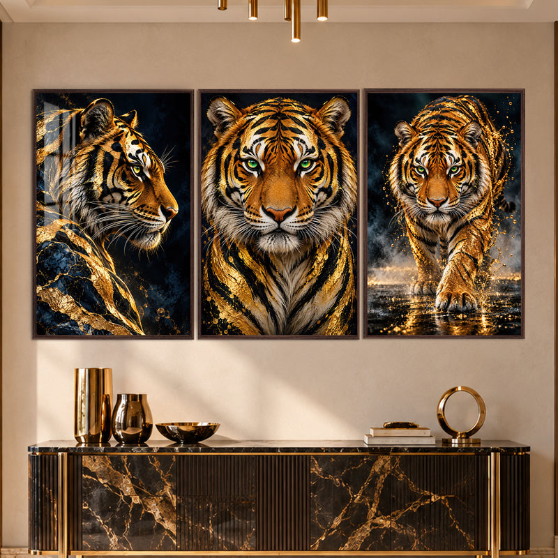 Golden Tiger with walnut frame