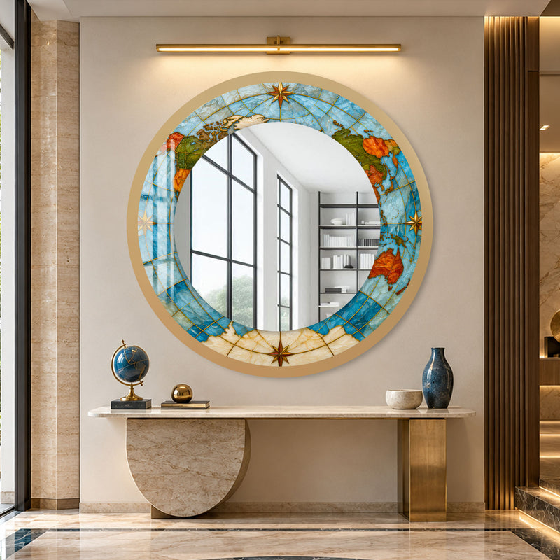 Azure World Compass with gold frame