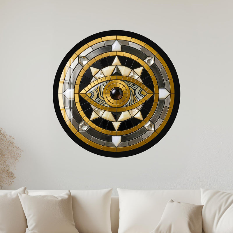 Art Deco Metallic Evil Eye with black frame