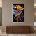 Neon Hibiscus Bloom with white frame