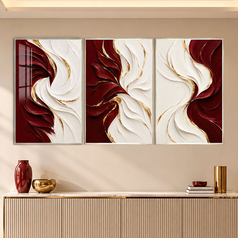 Crimson Ivory Flow with silver frame