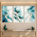 Aqua Floral with silver frame