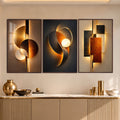 Golden Abstract Harmony with walnut frame
