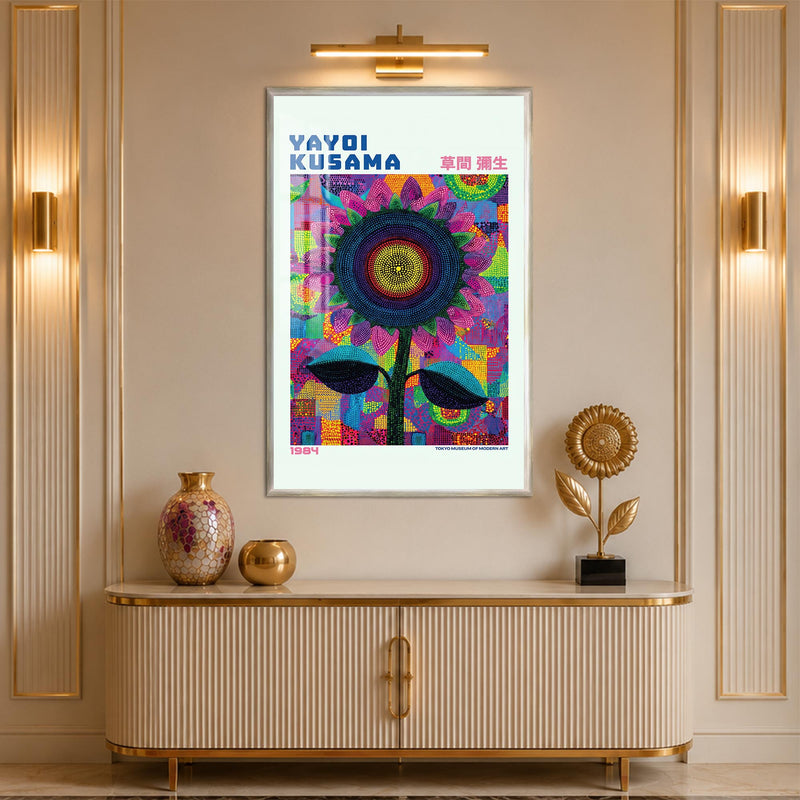 Pop Art Sunflower with silver frame