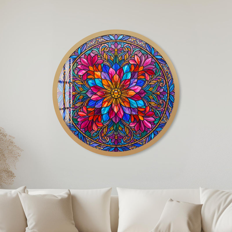 Jeweled Floral Mandala with black frame