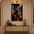 Fiery Lady Justice with walnut frame