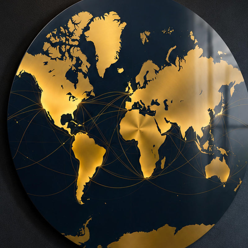 Gold World Map On Navy lifestyle view