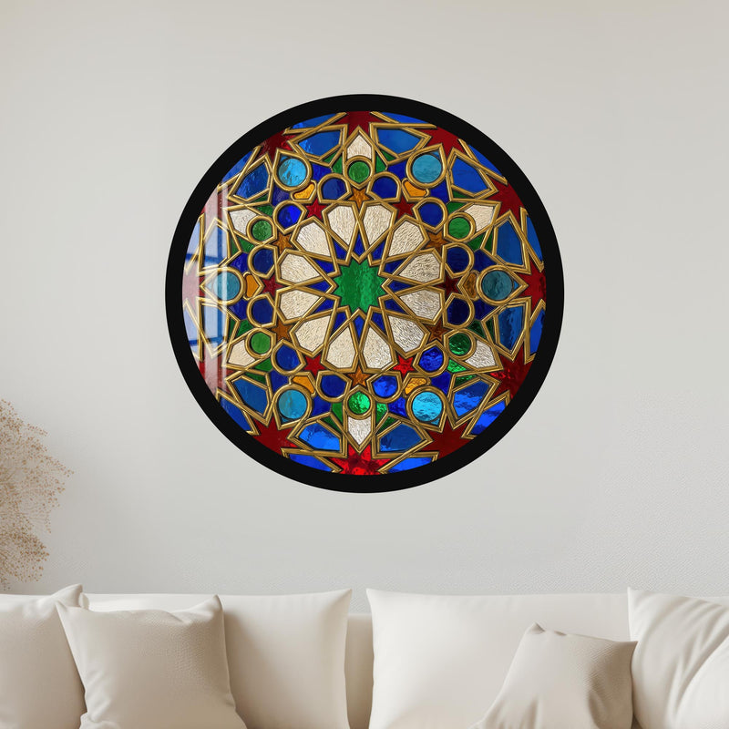 Moroccan Star Mosaic Medallion with black frame