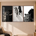 Leopard And Panther with walnut frame