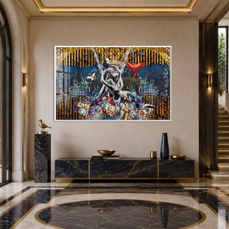 Artronauts Glass Print 18x12 cm | 7.1"x4.7" / White Winged Lovers Garden Glass Wall Art
