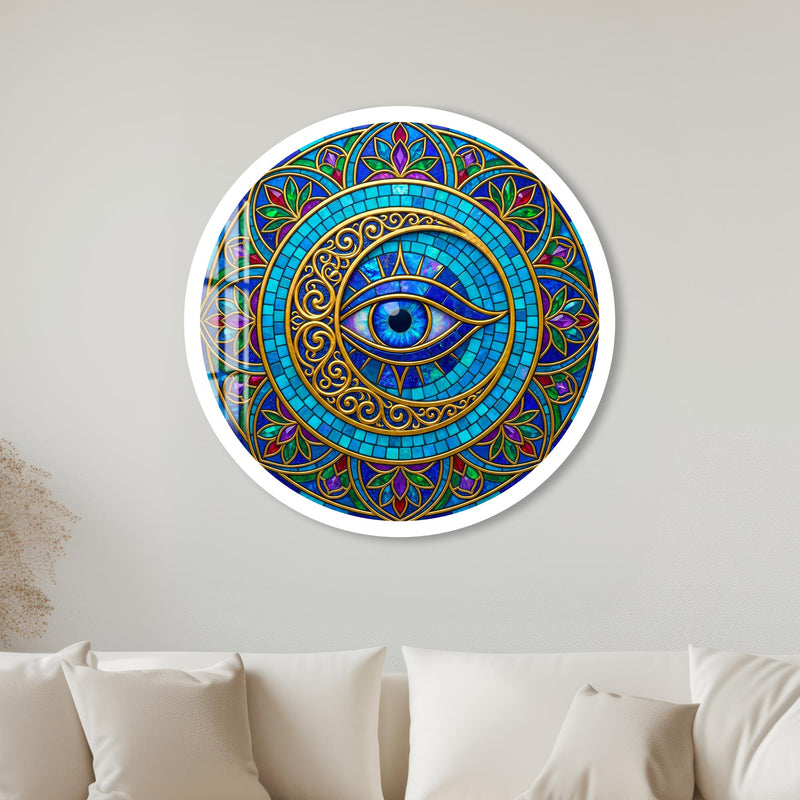 Jewelled Filigree Evil Eye with white frame