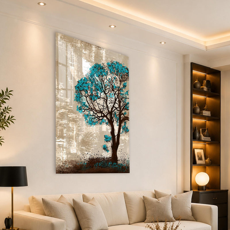 Artronauts Glass Print Blue Blossom Tree Glass Wall Art