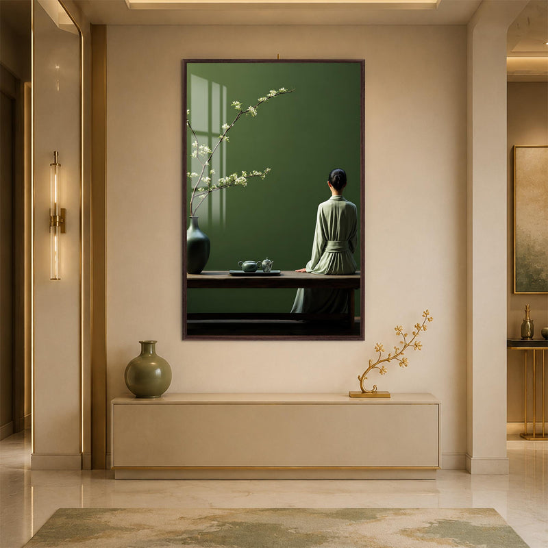 Quiet Tea Meditation with walnut frame