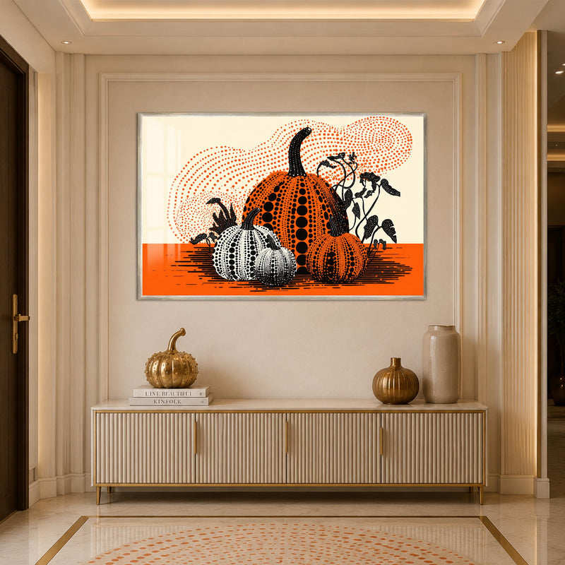 Dotted Harvest Pumpkins with silver frame