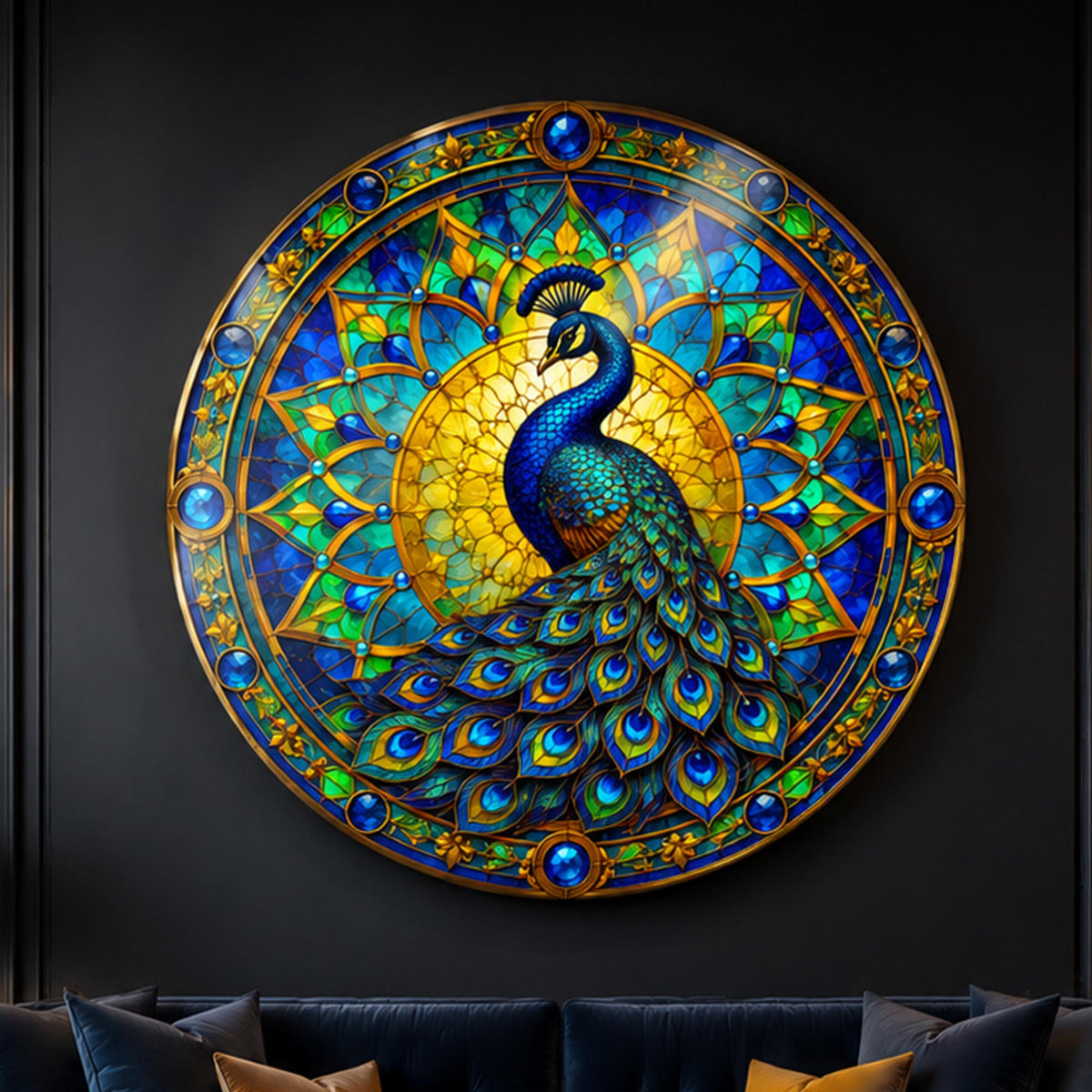 Emerald Stained Glass Peacock lifestyle view