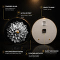 Monochrome Dahlia — tempered glass, ultra HD print, ready to hang