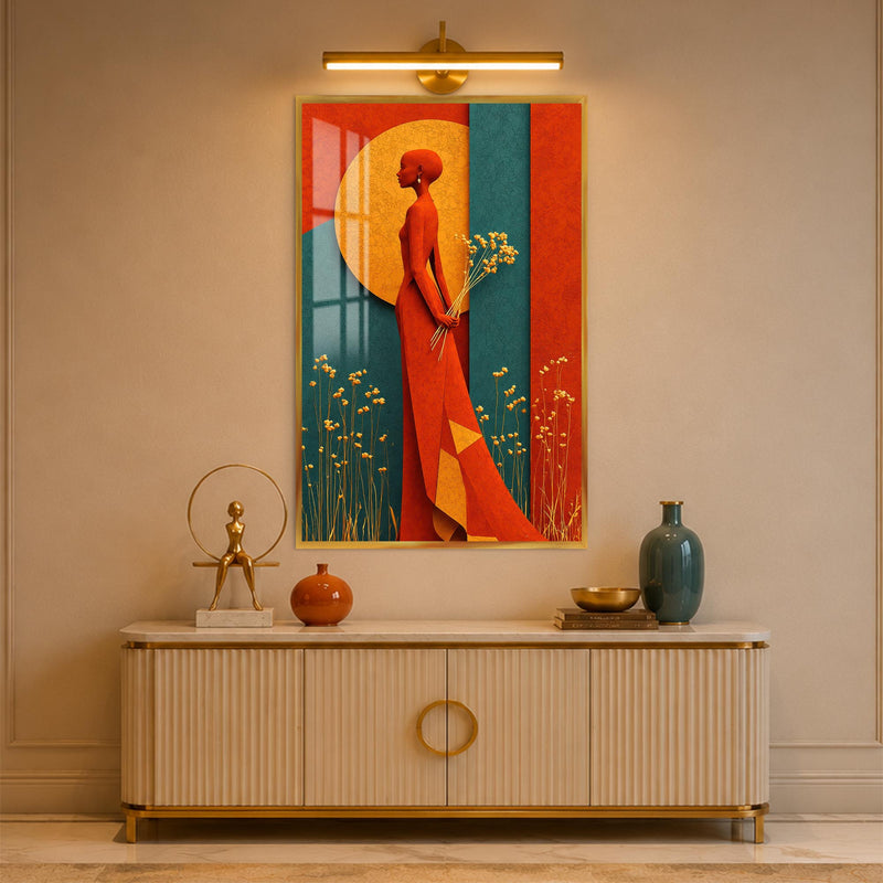 Golden Bloom Silhouette with gold frame