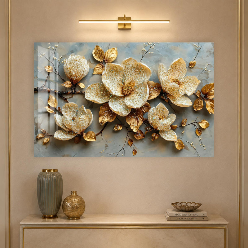 Artronauts Glass Print Jewelled Gold Magnolia Glass Wall Art