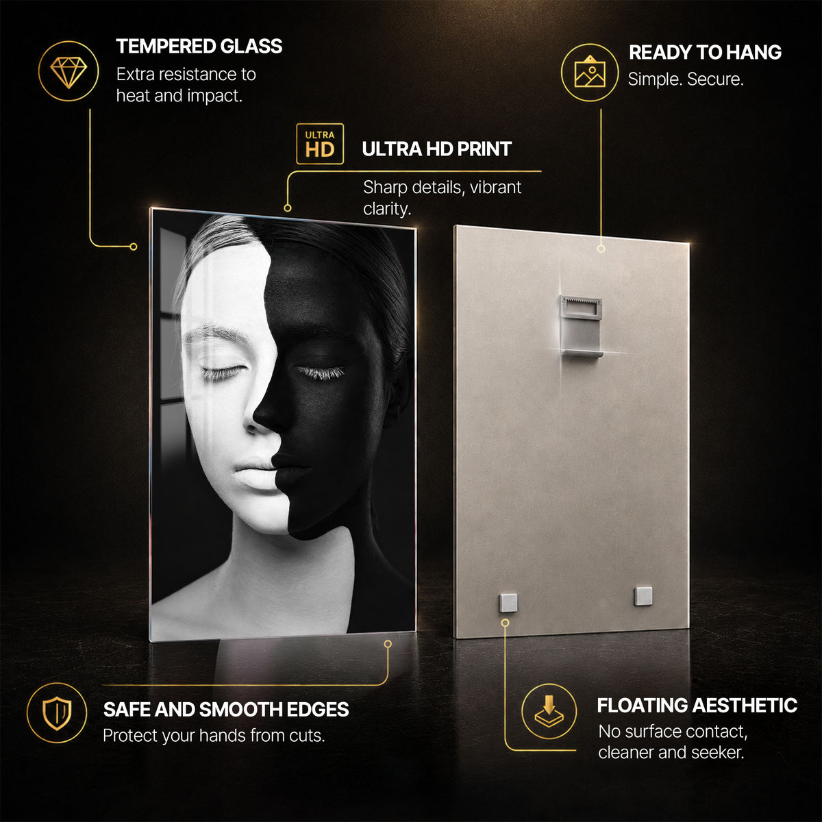 Light And Shadow — tempered glass, ultra HD print, ready to hang