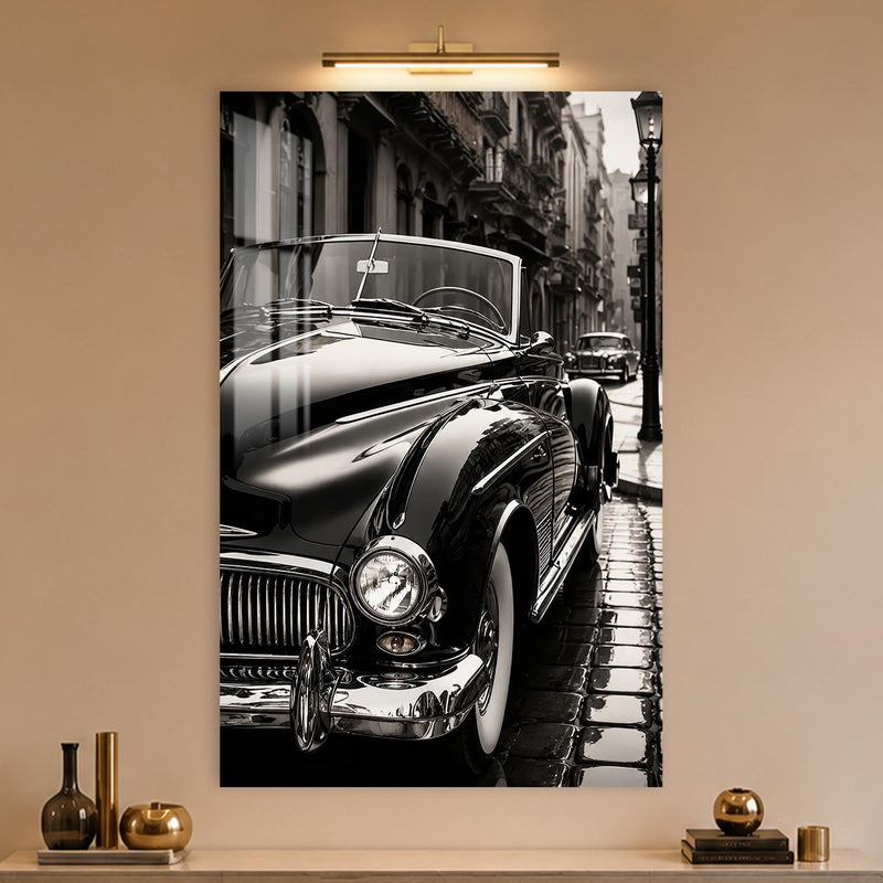 Classic Roadster In The Rain in a modern room