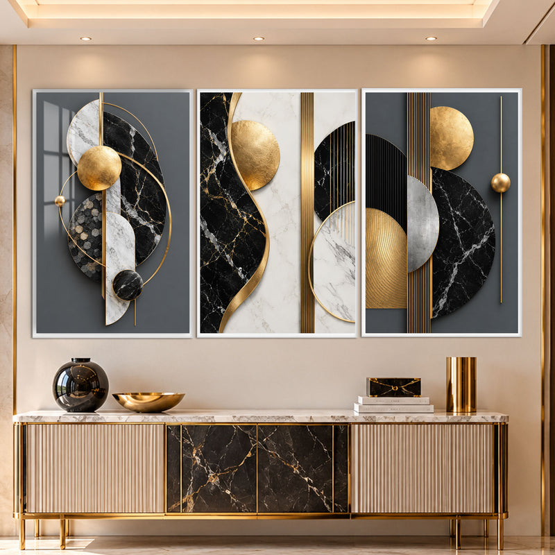 Golden Marble Harmony with white frame