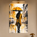 Artronauts Glass Print Yellow Umbrella Walker Glass Wall Art