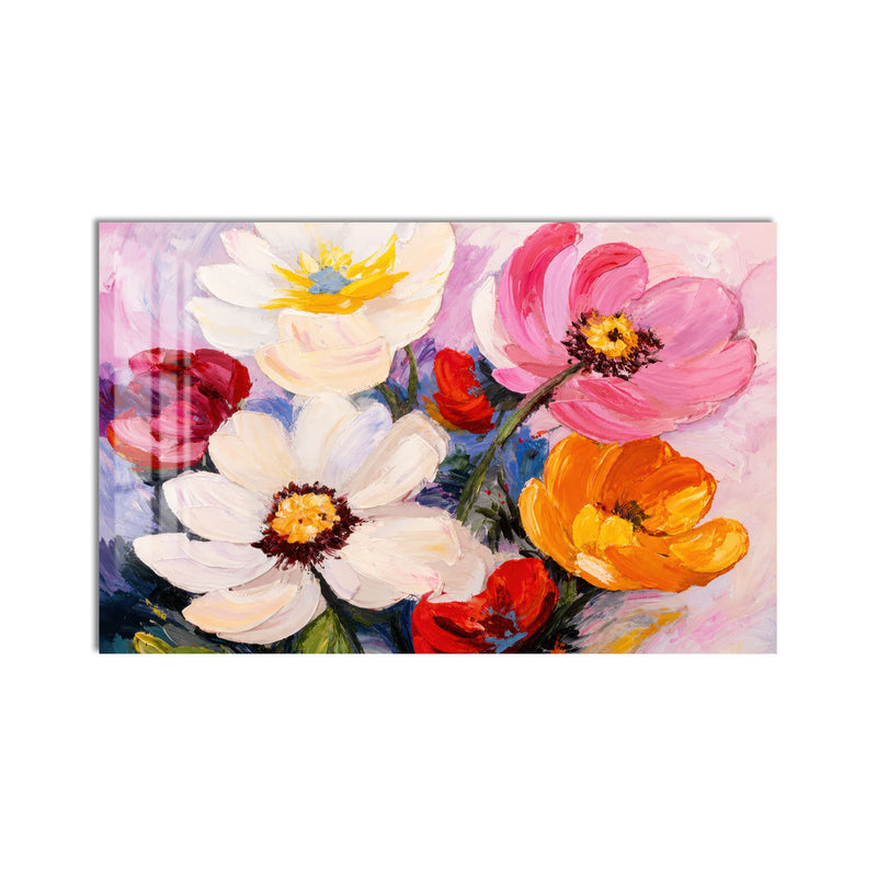 Artronauts Glass Print Vibrant Painted Blossoms Glass Wall Art