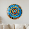 Electric Blue Agate with gold frame