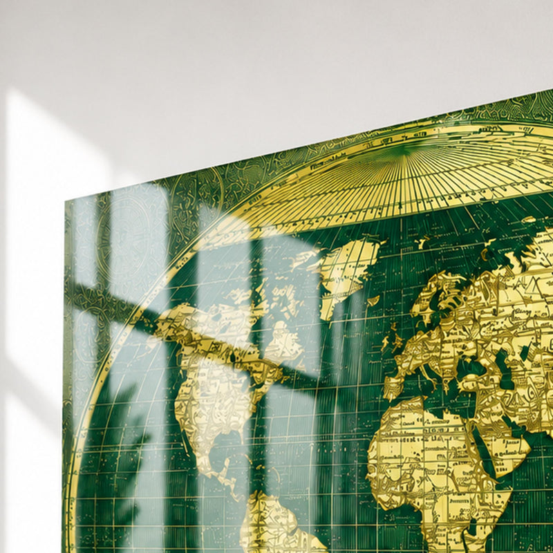 Vintage Emerald World Map lifestyle view
