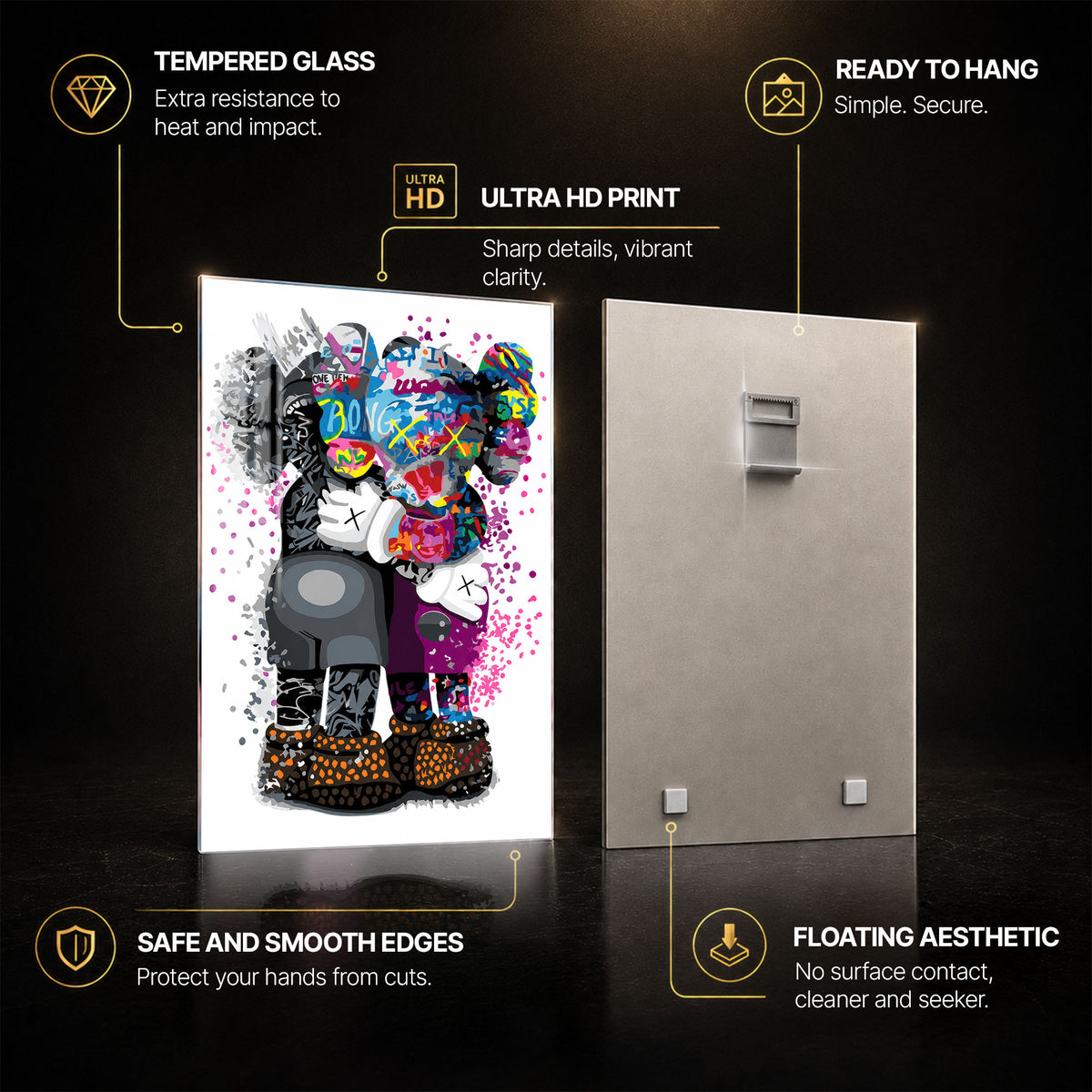 Graffiti Companions — tempered glass, ultra HD print, ready to hang
