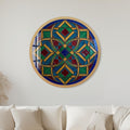 Leaded Glass Star Cross with gold frame