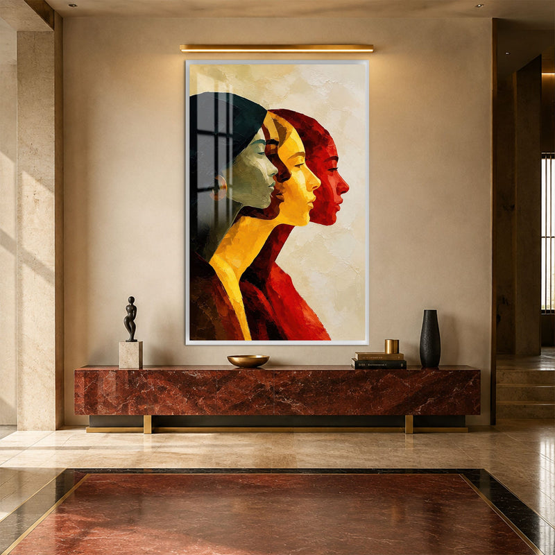 Artronauts Glass Print 12x18 cm | 4.7"x7.1" / White Three Faces Glass Wall Art