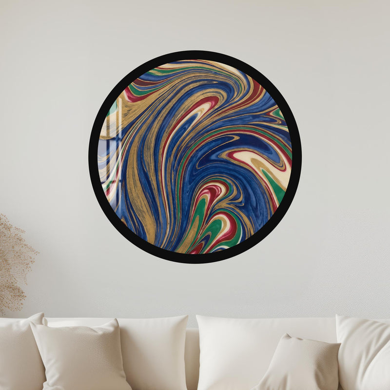 Regal Marble Swirl Medallion with black frame