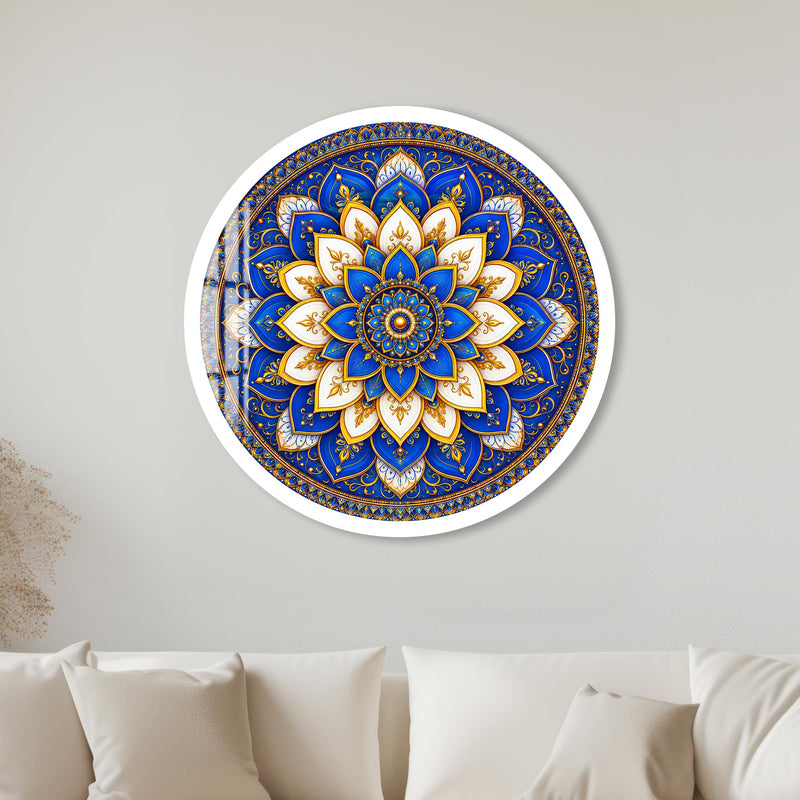 Royal Blue Mandala with white frame