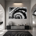 Artronauts Glass Print 18x12 cm | 7.1"x4.7" / White Spiral Staircase Depths Glass Wall Art