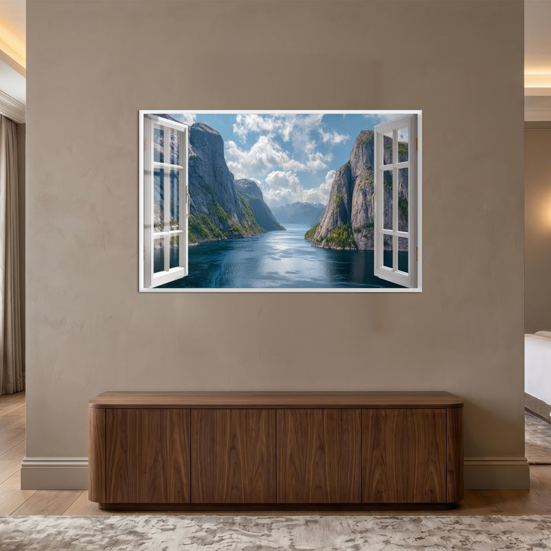 Open Window Fjord with white frame