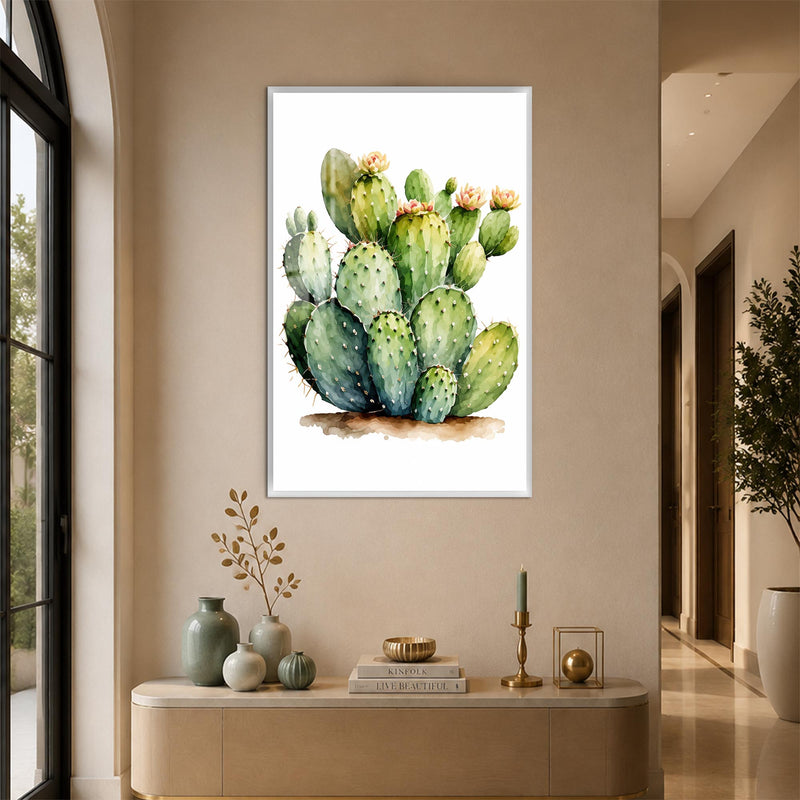 Blooming Prickly Pear with white frame
