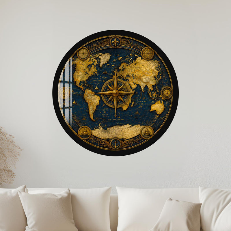 Antique Navigator Map with black frame