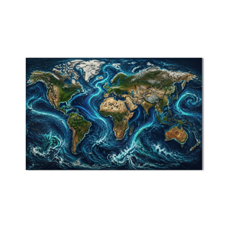 Ocean Currents World Map product shot on white background