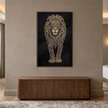 Ornate Golden Lion with walnut frame