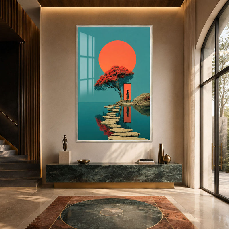 Artronauts Glass Print 12x18 cm | 4.7"x7.1" / Silver Portal at Sunset Glass Wall Art