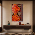 Artronauts Glass Print 12x18 cm | 4.7"x7.1" / White Turquoise Kilim Pattern Glass Wall Art