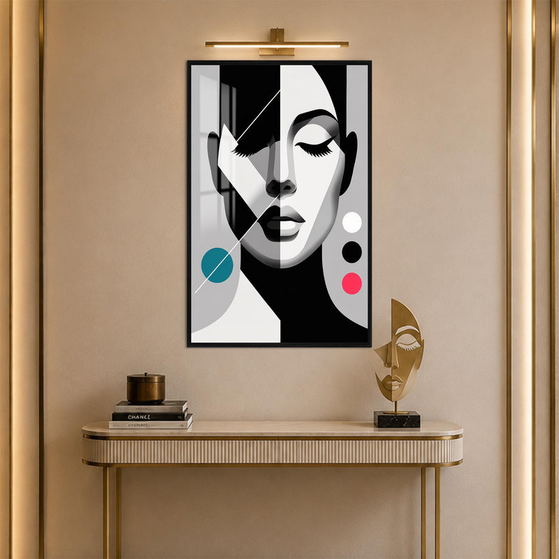 Monochrome Geometric Muse with black frame