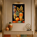 Golden Botanical Vessels with walnut frame