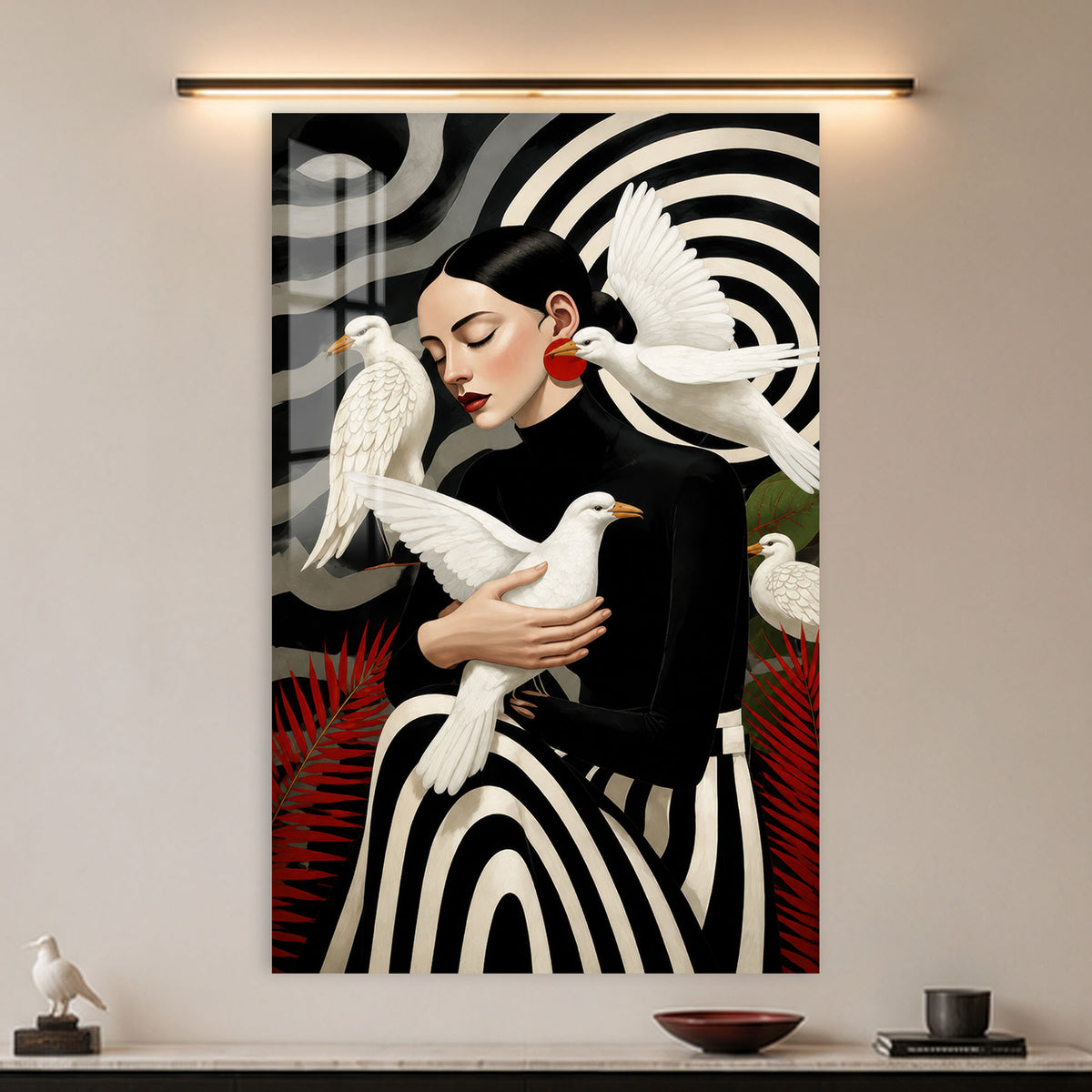 Lady Of White Doves in a modern room