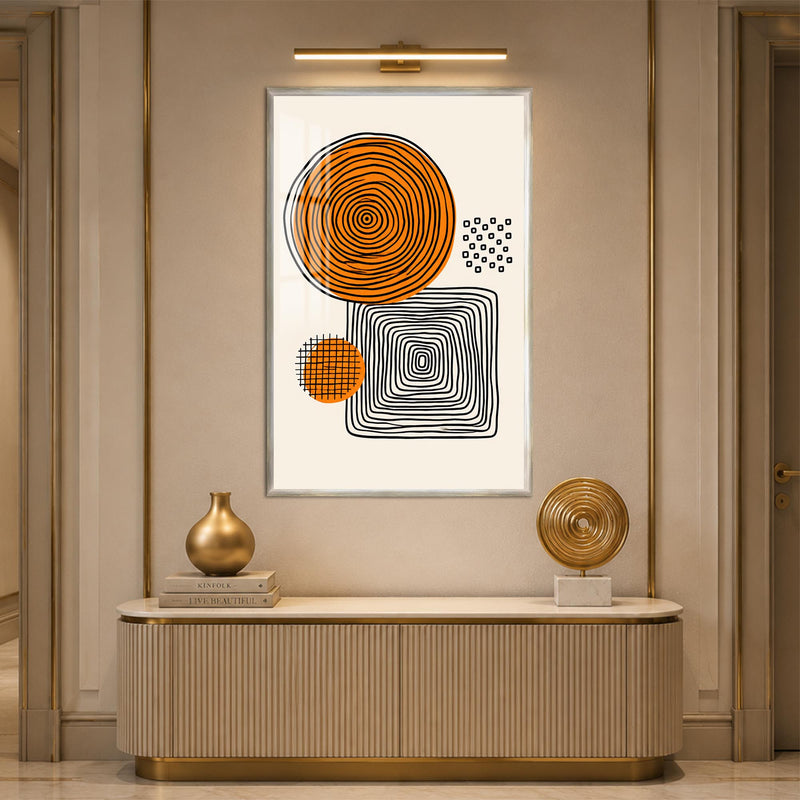 Orange Geometric Ripples with silver frame