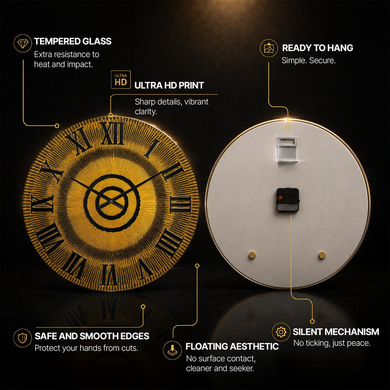 Golden Roman Radiance — tempered glass, ultra HD print, ready to hang