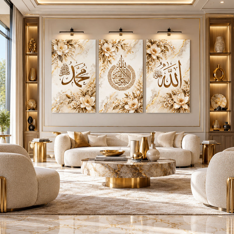 Golden Islamic Floral product shot on white background